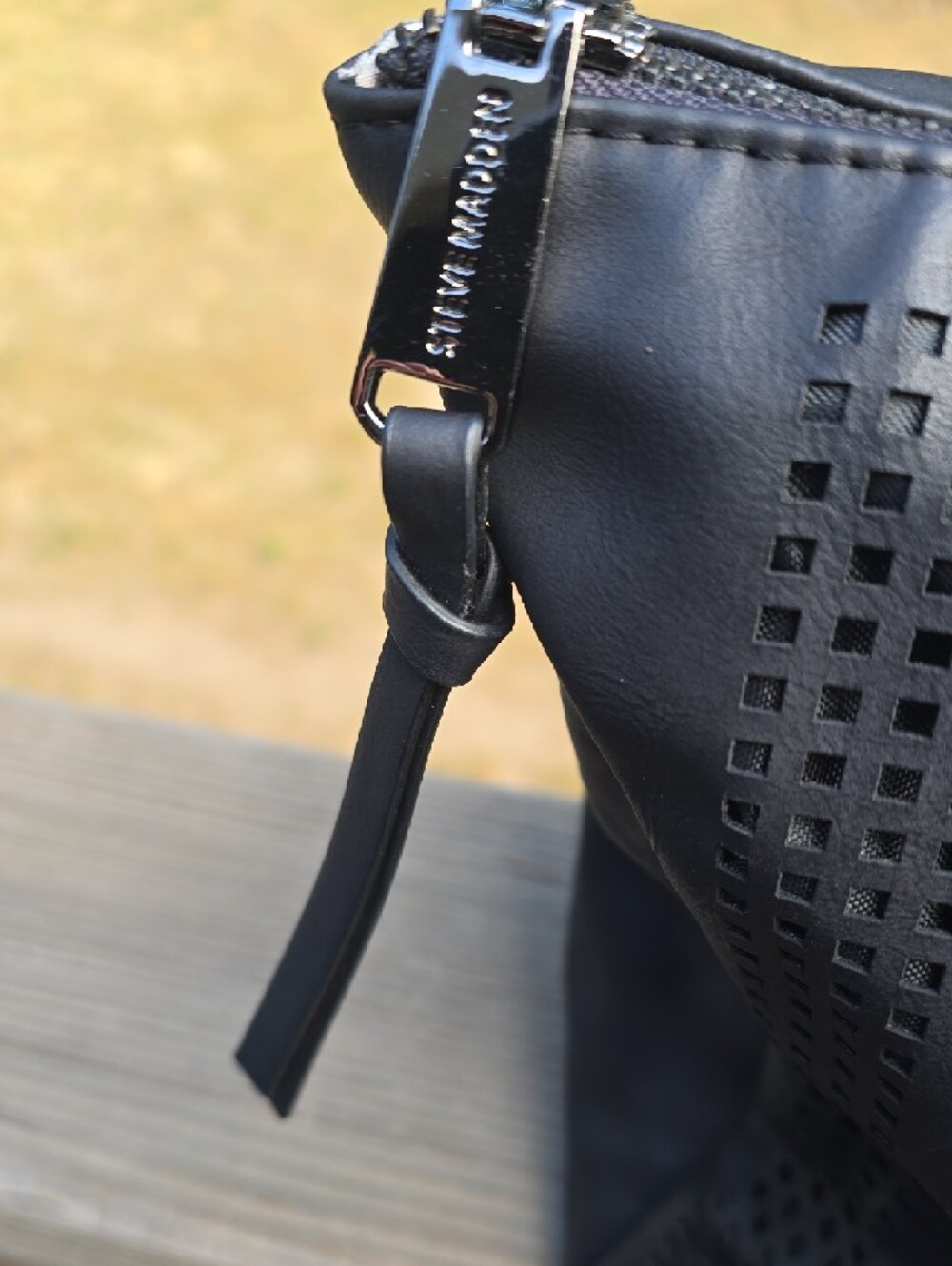 Steve Madden Black Perforated Tote Satchel - Picture 6 of 11